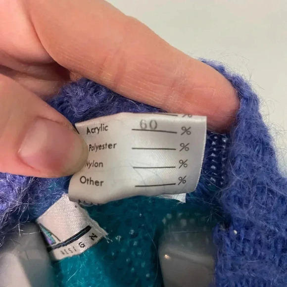 Vintage Mohair Sweater Size‎ large Hand Loomed Embroidered Abstract Design B12 - Picture 4 of 11